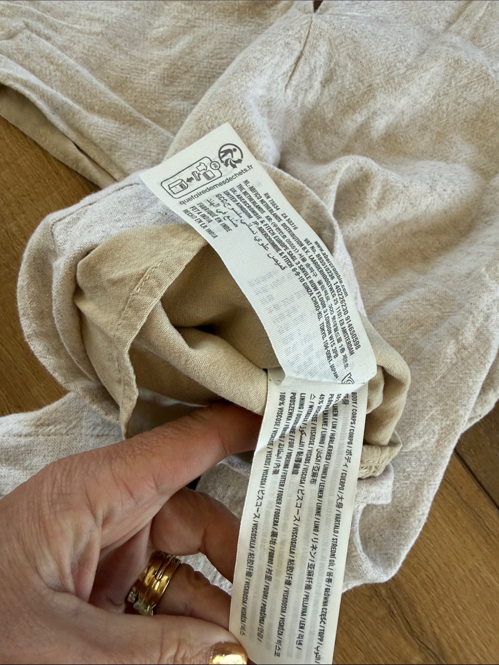 Abercrombie & Fitch Light Cream oatmealTextured Linen Sleeveless Tank S - Picture 5 of 5